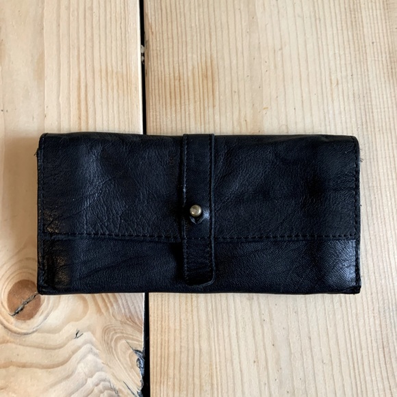 Topshop , black leather and linen slim wallet - Picture 1 of 11